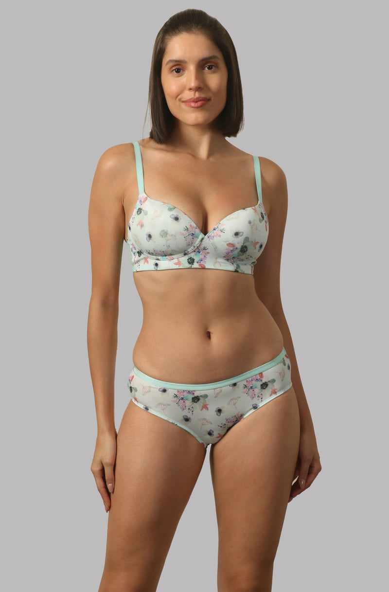 Mid Rise Full Coverage Printed Lacy Brief Panty-FP-1552