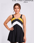 Colour Block Mid-Thigh Swimdress