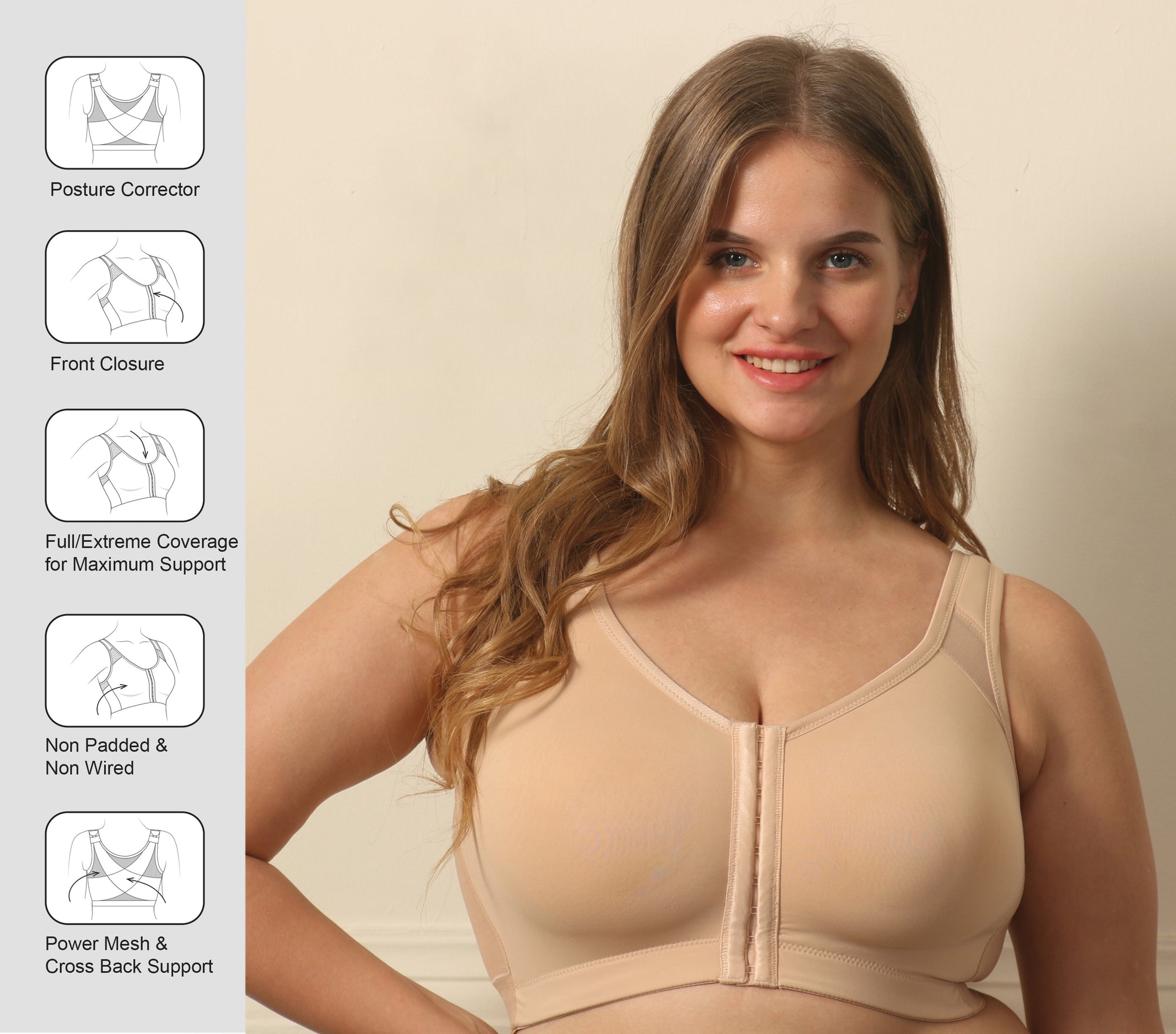 Front Closure Full Coverage Non Padded Non Wired Bra-CB-334