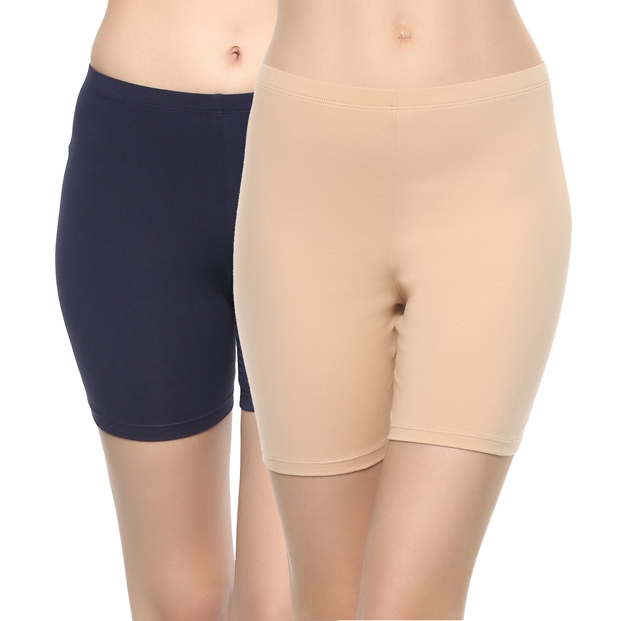 Solid Cotton Spandex Cycling Shorts (PACK of 2) CS-1