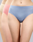 High Rise Full Coverage Solid Colour Cotton Stretch Hipster Panty (Pack of 3) - 3FCB-15A