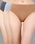 High Waist Full Coverage Solid Stretch Cotton Hipster Panty (Pack of 3) 3HWB-31