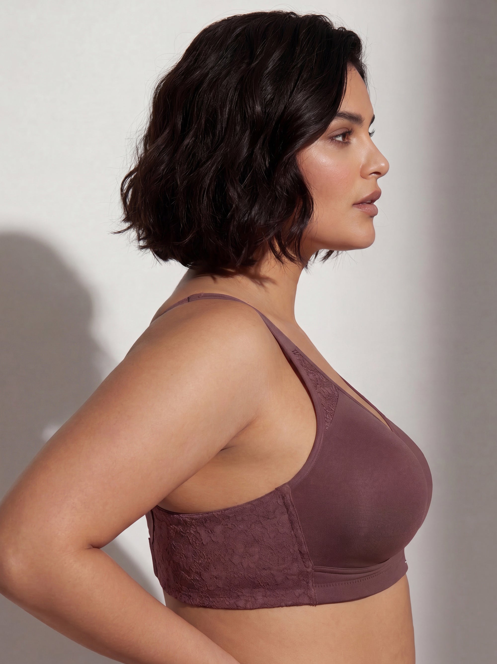 Triple-Layer Lace Cotton Full Coverage Minimizer Bra