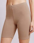 Mid Rise Breathable Cotton Spandex Mid Thigh Length Cycling Shorts