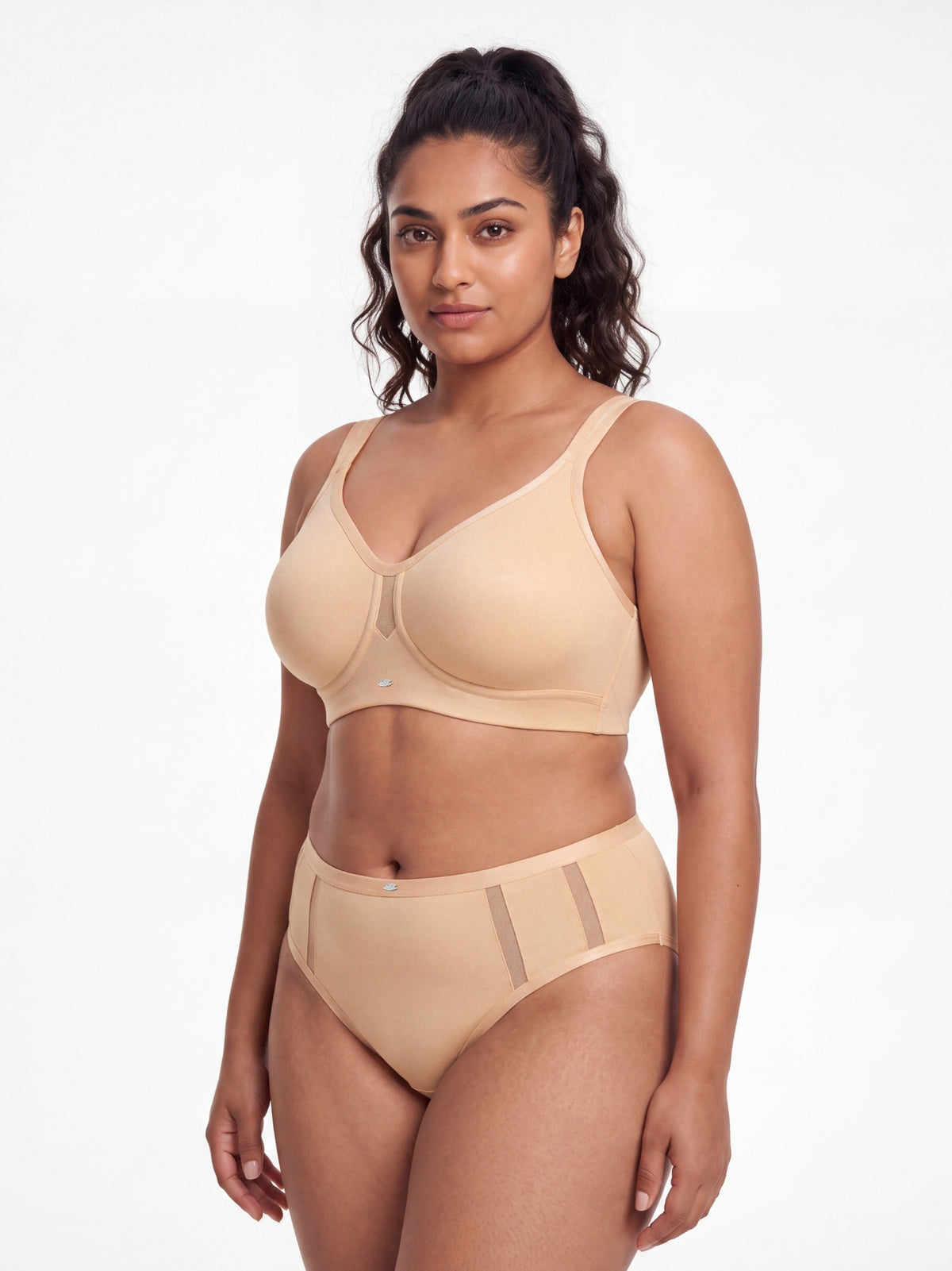 Full Coverage Minimiser Bra with High Waist Brief Set