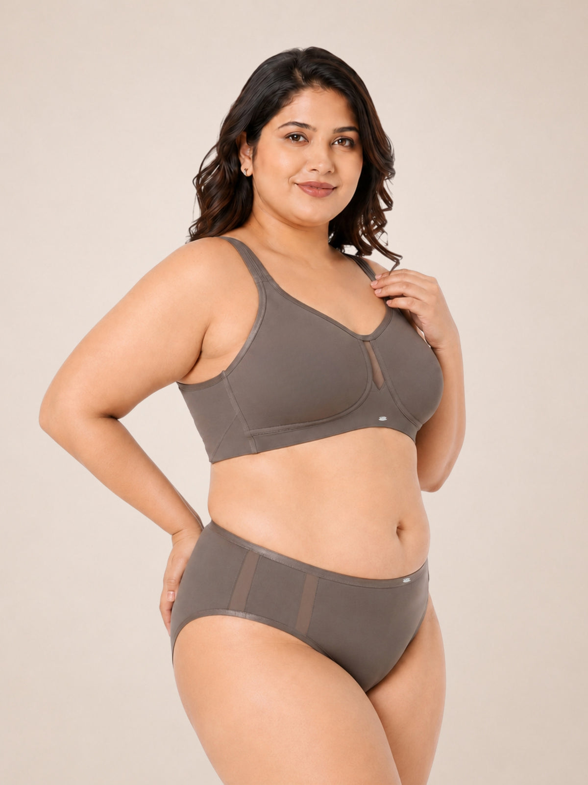 Full Coverage Minimiser Bra with High Waist Brief Set