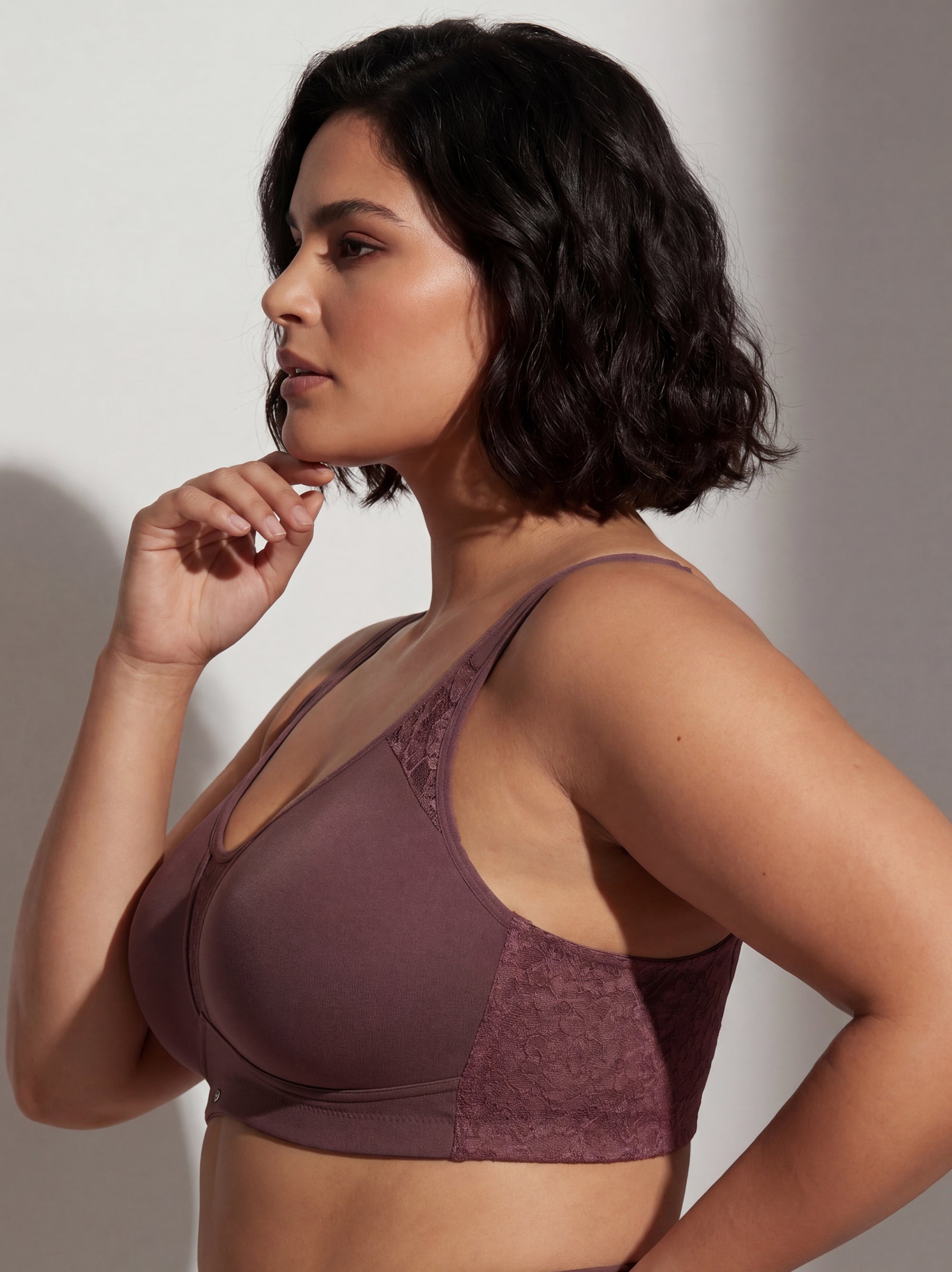 Triple-Layer Lace Cotton Full Coverage Minimizer Bra
