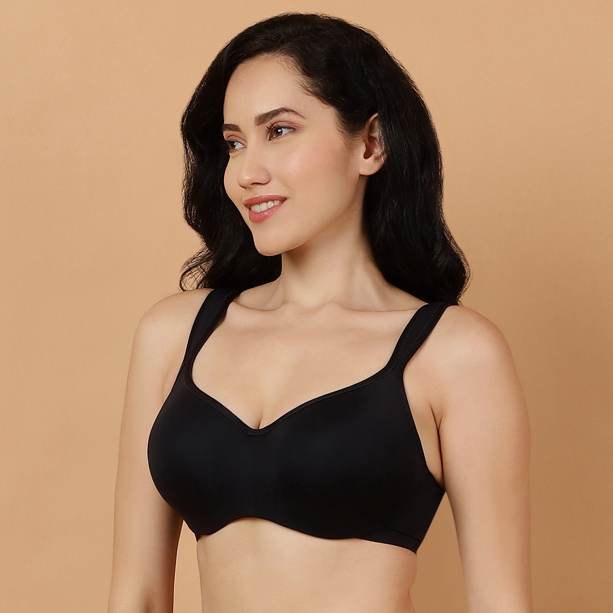 Padded Wired Full Coverage Seamless Cups Sweetheart Neckline Bra