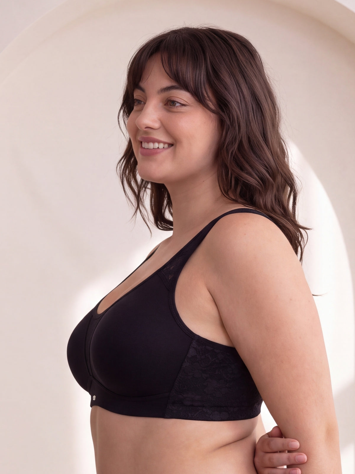 Triple-Layer Lace Cotton Full Coverage Minimizer Bra