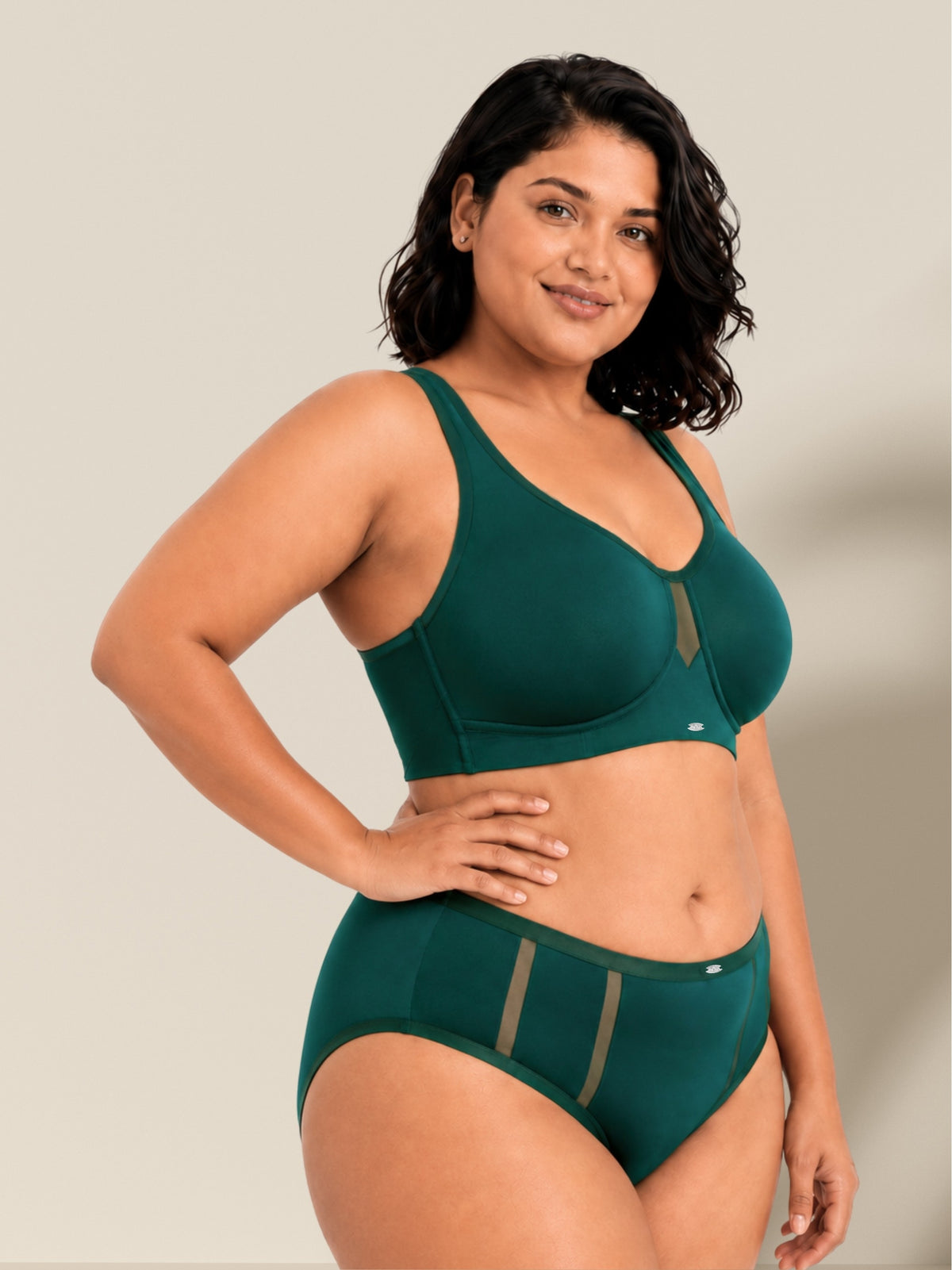 Full Coverage Minimiser Bra with High Waist Brief Set