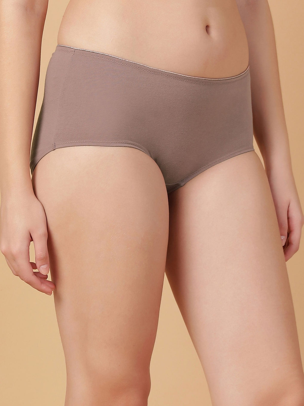 Tummy Smoothing High Rise Full Coverage Cotton Brief with Shiny Edge