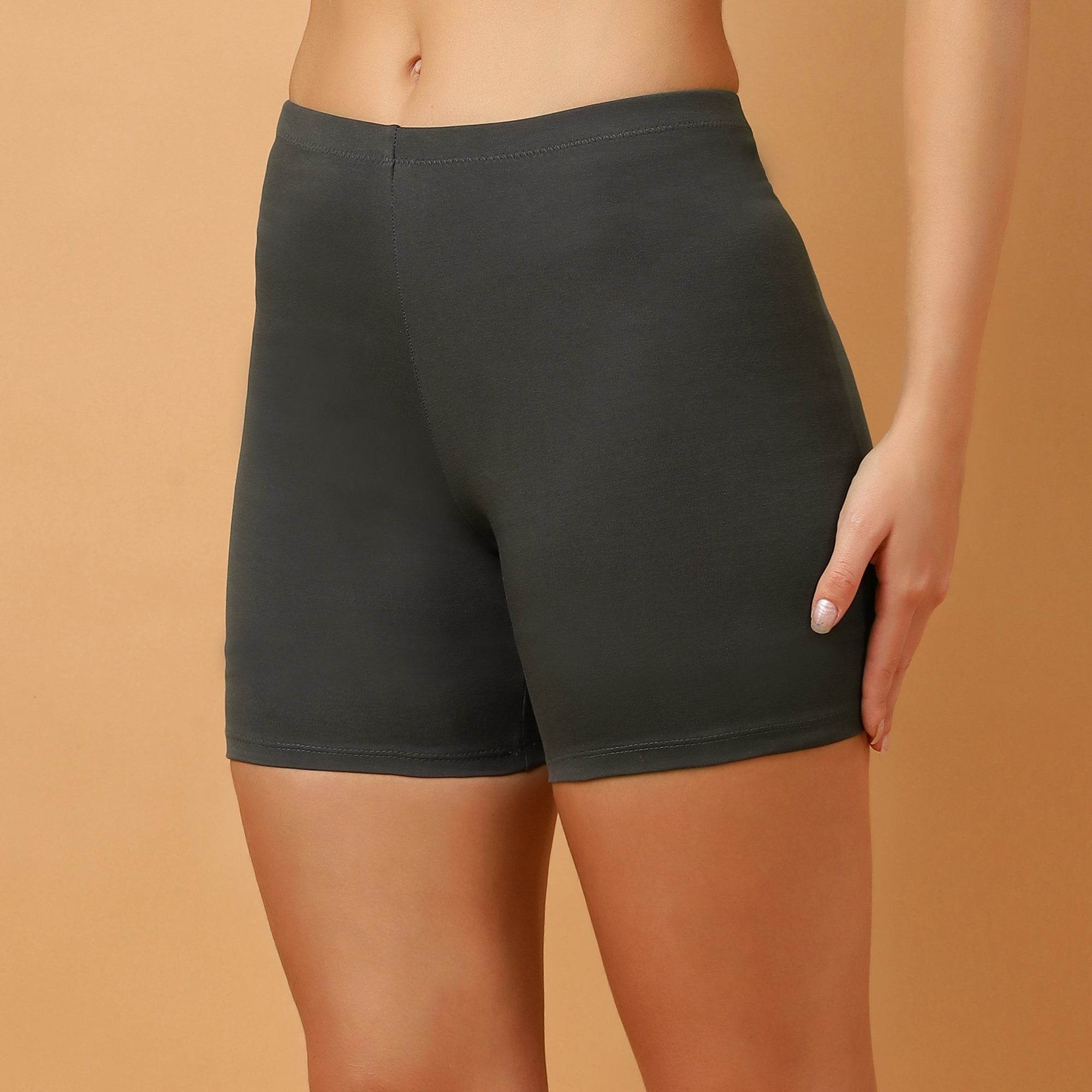 SOIE Woman - Mid Rise Breathable Cotton Spandex Knee Length Cycling Shorts - Cycling Shorts -for Women