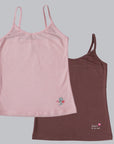 Printed Cotton Spandex Super Soft Camisole for Girls (Pack of 2)-SGL-6/ SGL-11