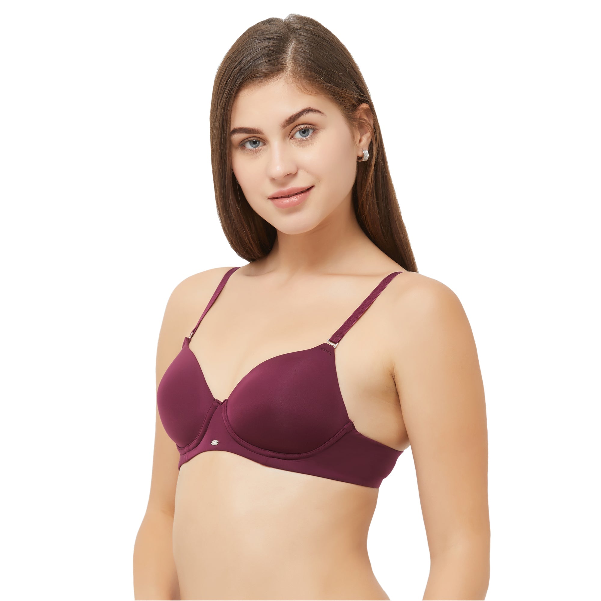 Semi/Medium Coverage Padded Non Wired T-shirt Bra with Detachable Straps-CB-125