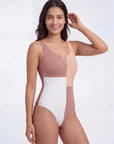 Three-Tone Mesh Front Padded Sleeveless Monokini