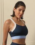 Medium-Impact Padded Non Wired Sports Bra with Crisscross Back and Mesh Detailing-AT-15