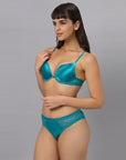 Padded Wired Medium Coverage Push Up Bra with Mid Rise Full Coverage Lace Seamless Panty Set FB-562/ FP-1562