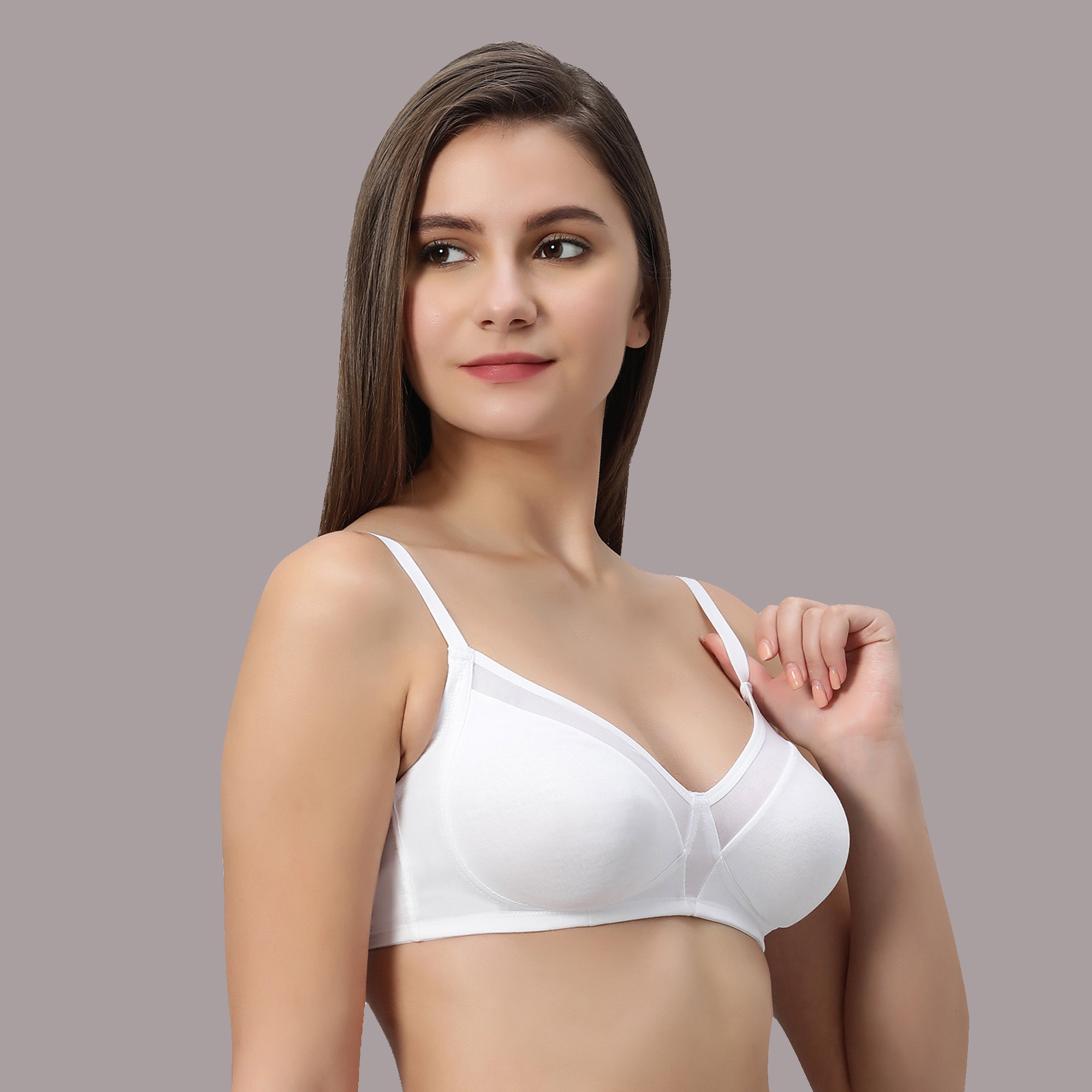 Non Padded Non Wired Medium Coverage Cotton Spandex Bra