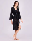 Full Bell Sleeves Zebra Print Lace Robe Cover Up-AQS-10