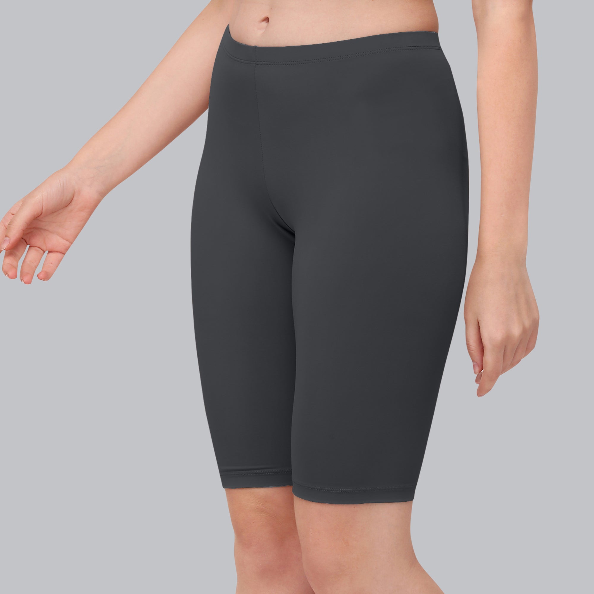 Solid Polyamide Spandex Knee Length Cycling Shorts-CS-3