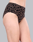 High Waist Full Coverage Printed Stretch Cotton Hipster Panty (Pack of 3) 3HWB-32