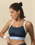 Medium-Impact Padded Non Wired Sports Bra with Crisscross Back and Mesh Detailing-AT-15