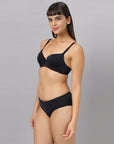 Medium Coverage Padded Wired T-shirt Bra with High Rise Full Coverage Brief Set CB - 135-1134