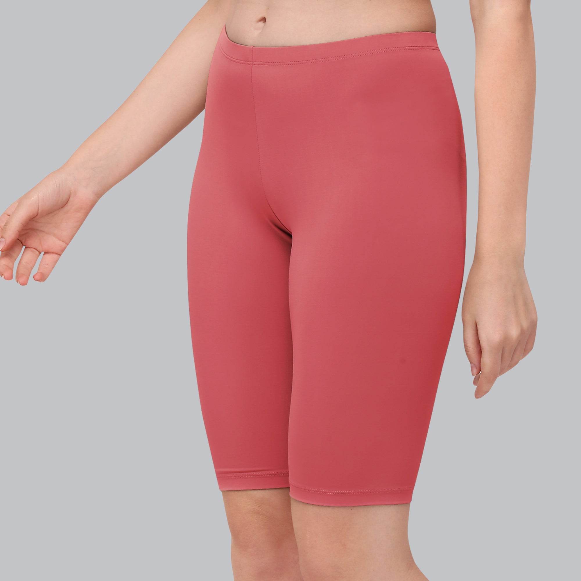 Solid Polyamide Spandex Knee Length Cycling Shorts – SOIE Woman