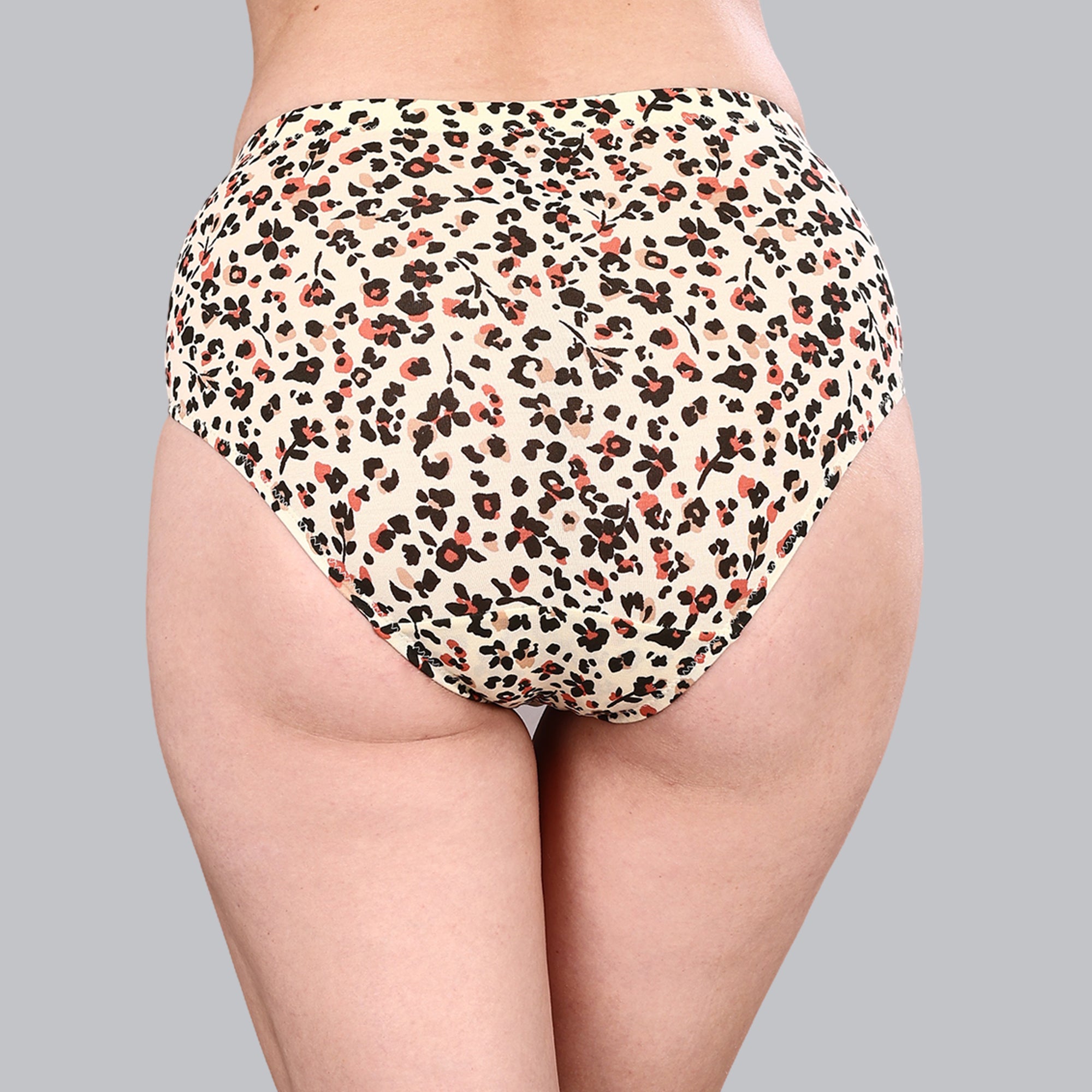 High Waist Full Coverage Printed Stretch Cotton Hipster Panty (Pack of 3) 3HWB-32