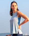 Boat Neck Coverup Tee with Side Slit-AT-19