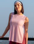 Boat Neck Coverup Tee with Side Slit-AT-19