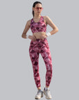 Set of Medium Impact Racerback Sports Bra with High Waist Ankle Length Sports Leggings With Pocket SET AT-3 AT-4