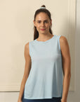 Boat Neck Coverup Tee with Side Slit-AT-19