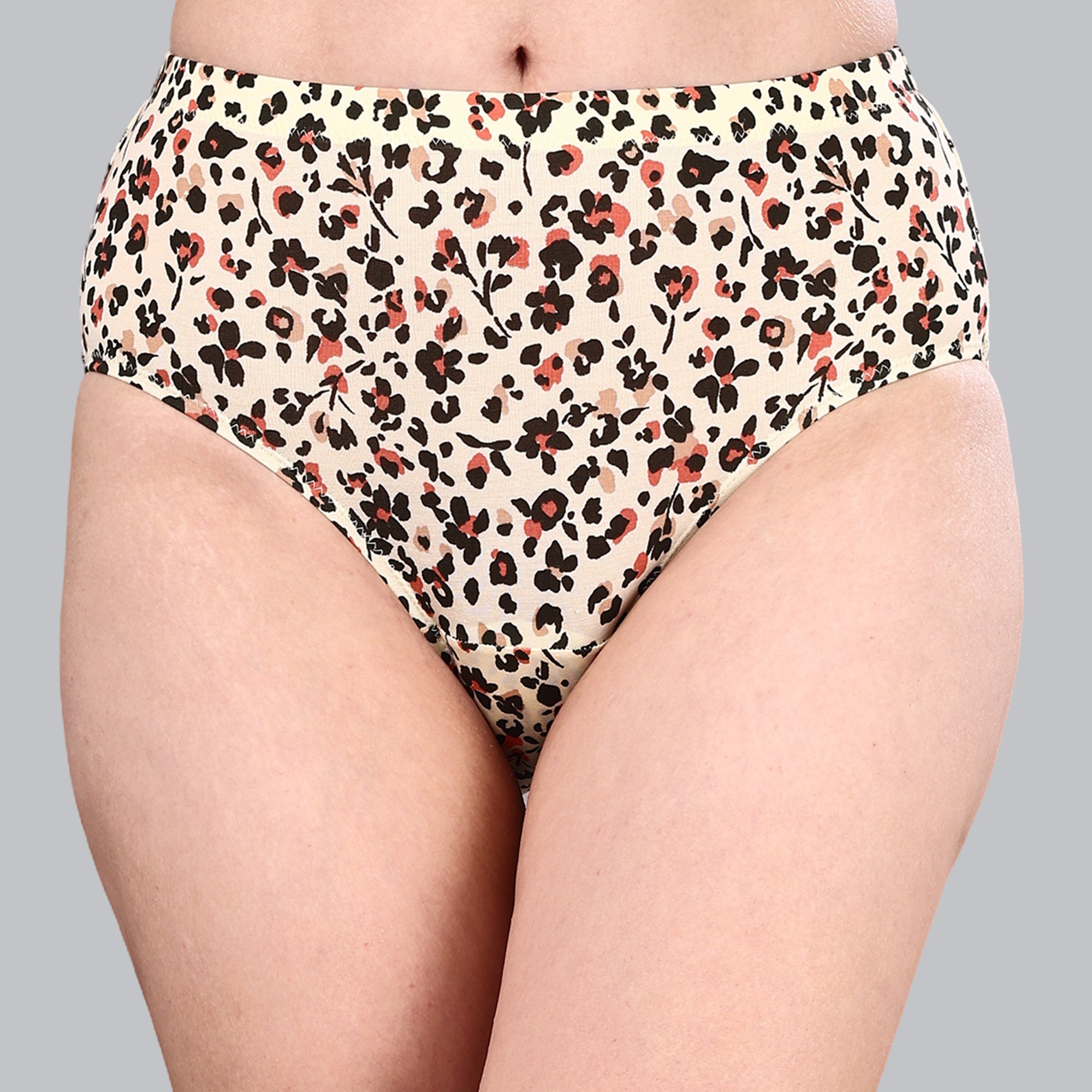 High Waist Full Coverage Printed Stretch Cotton Hipster Panty (Pack of 3) 3HWB-32