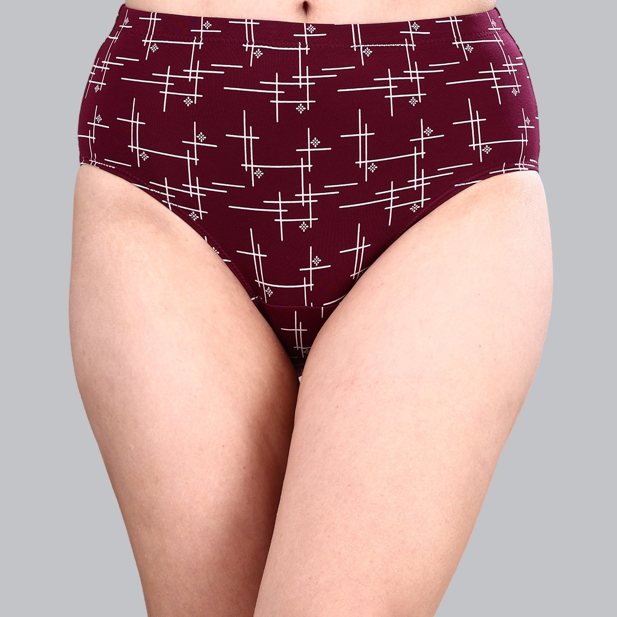 High Waist Full Coverage Printed Stretch Cotton Hipster Panty (Pack of 3) 3HWB-32