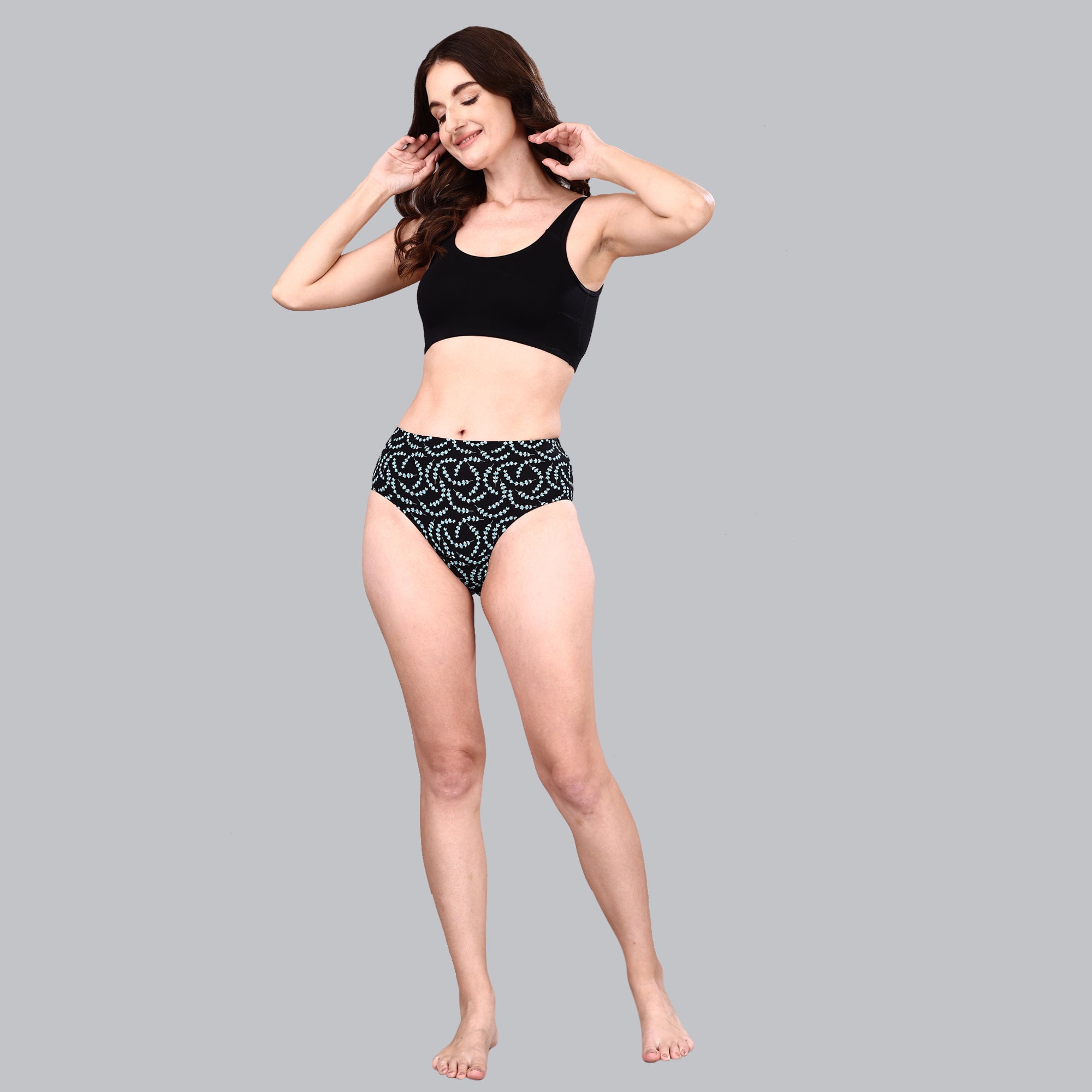 High Waist Full Coverage Printed Stretch Cotton Hipster Panty (Pack of 3) 3HWB-32