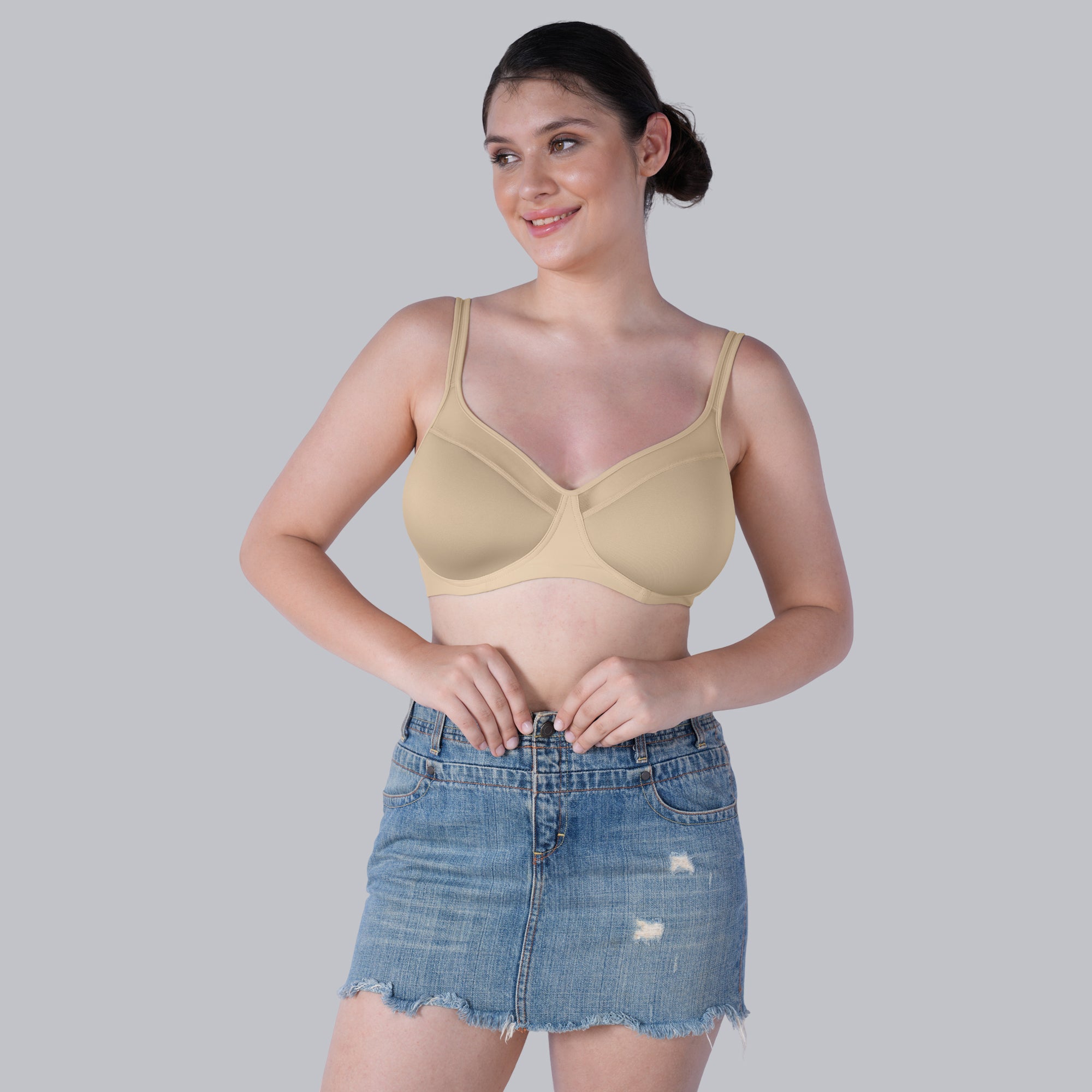 Ultra-Lightly Padded Non Wired Full Coverage Bra with Spacer Cups-CB-143