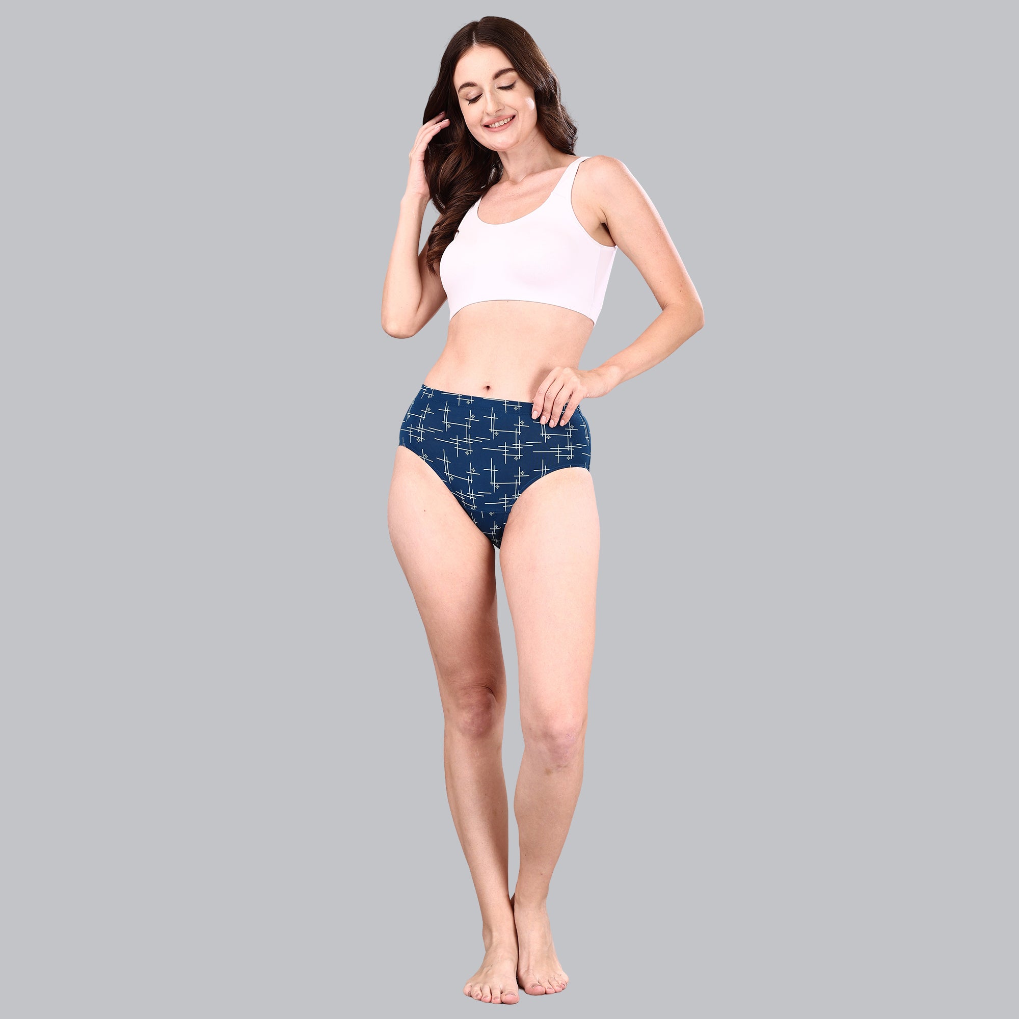 High Waist Full Coverage Printed Stretch Cotton Hipster Panty (Pack of 3) 3HWB-32