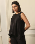 Boat Neck Coverup Tee with Back Slit and Tie-AT-18