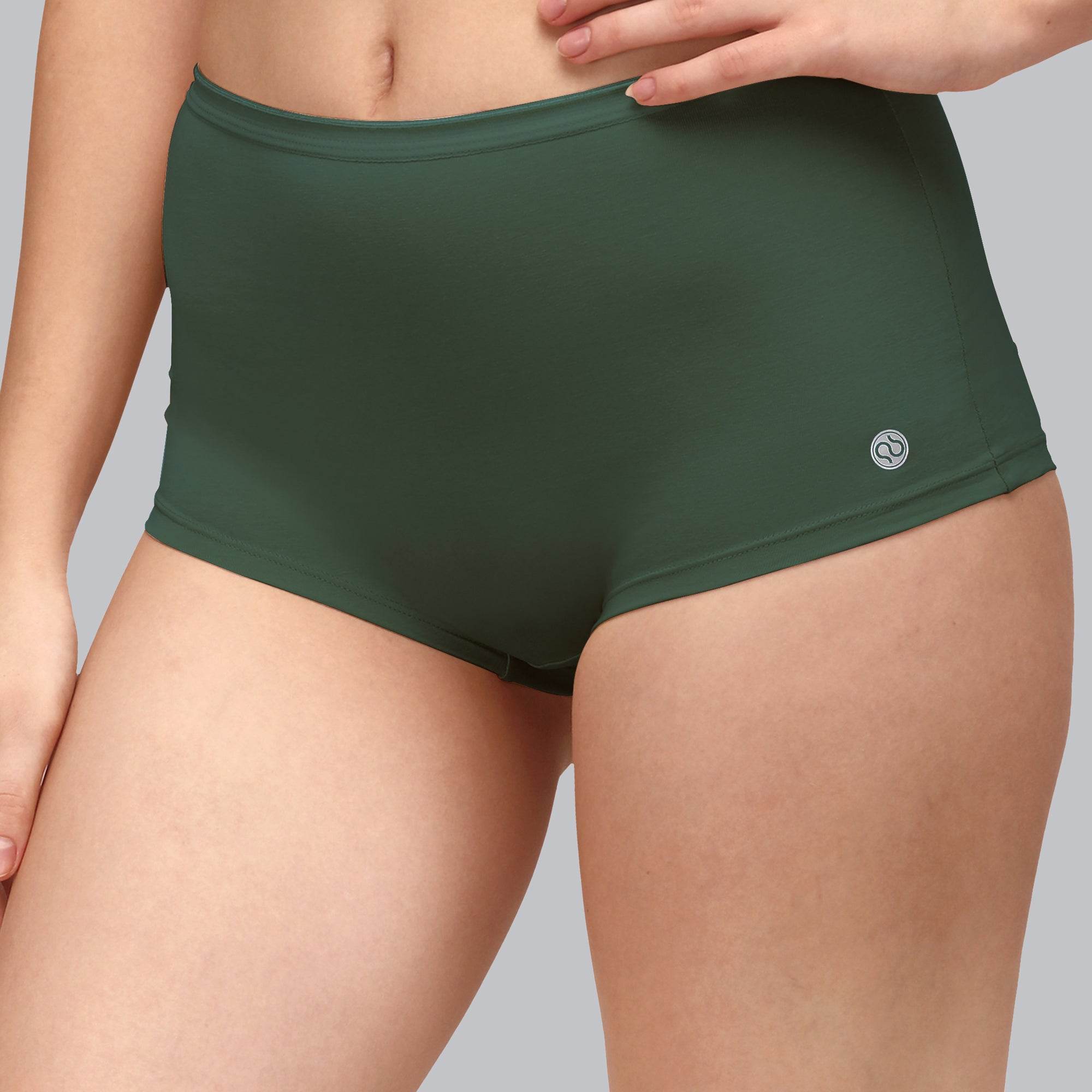 SOIE Woman - High Rise Full Coverage Solid Colour Cotton Stretch Boyshorts (Assorted Pack of 2) - Panty -for Women