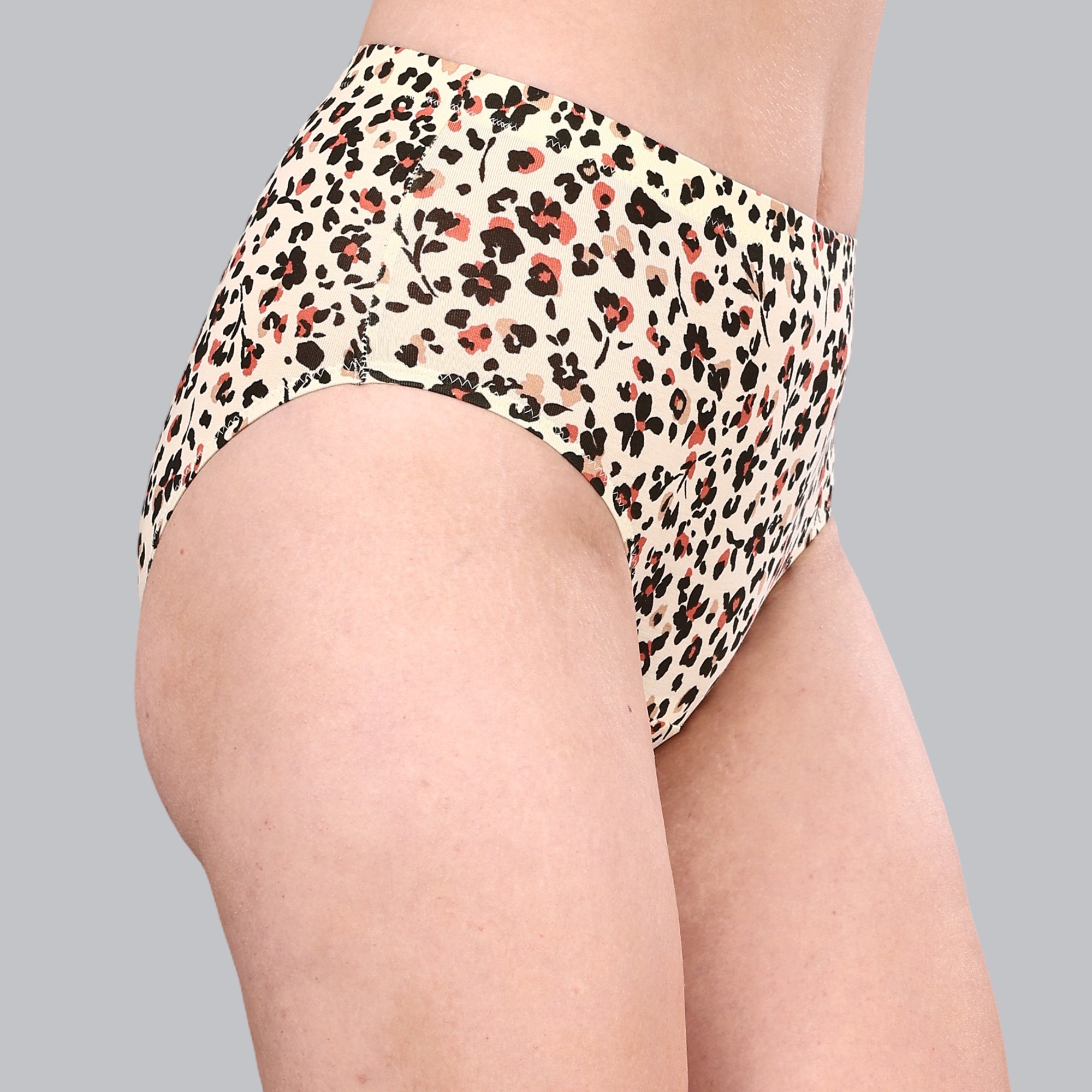 High Waist Full Coverage Printed Stretch Cotton Hipster Panty (Pack of 3) 3HWB-32