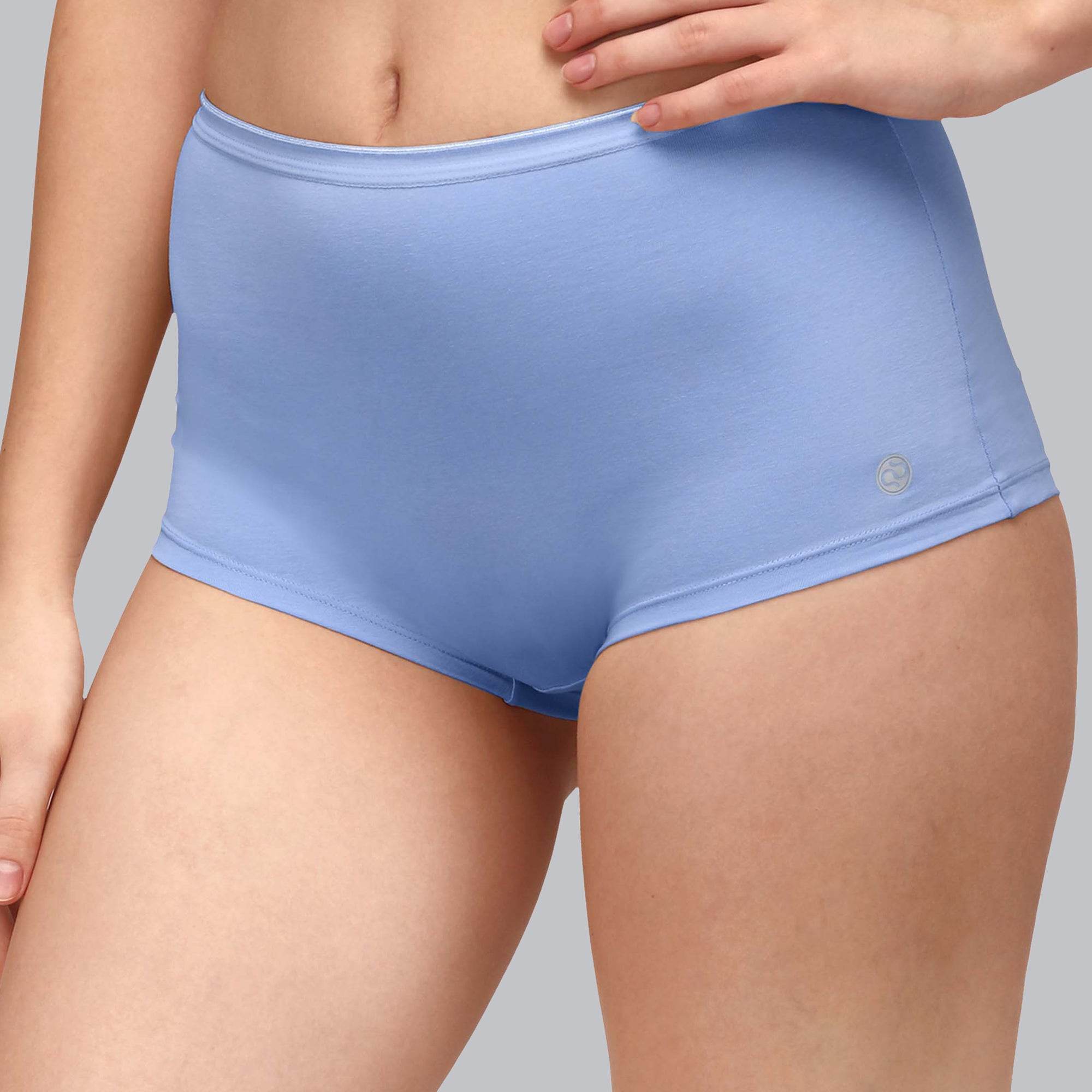 SOIE Woman - High Rise Full Coverage Solid Colour Cotton Stretch Boyshorts (Assorted Pack of 2) - Panty -for Women
