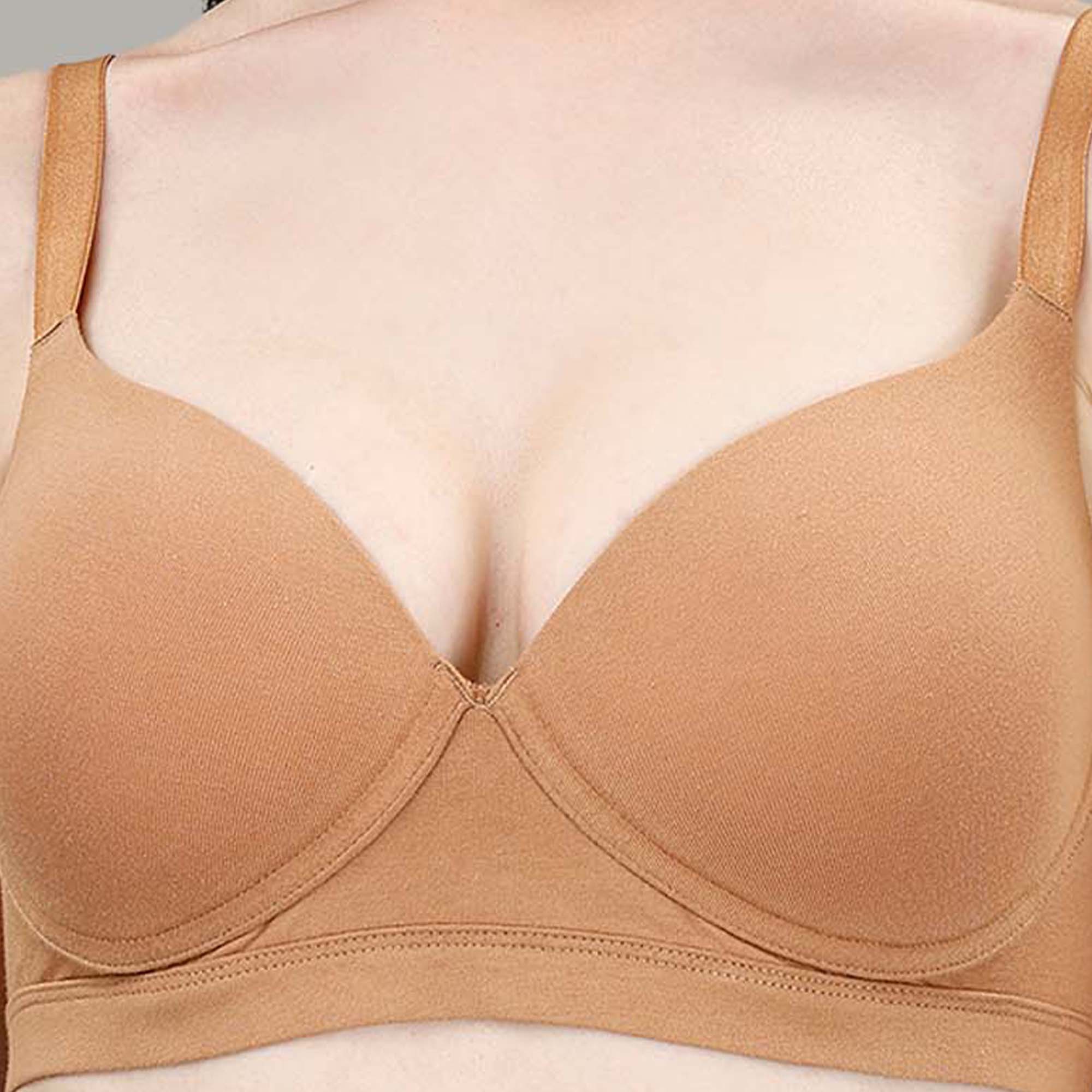 Lightly Padded Non Wired Stretch Cotton Full Coverage T-Shirt Bra with Push-up look