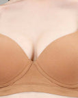 Lightly Padded Non Wired Stretch Cotton Full Coverage T-Shirt Bra with Push-up look