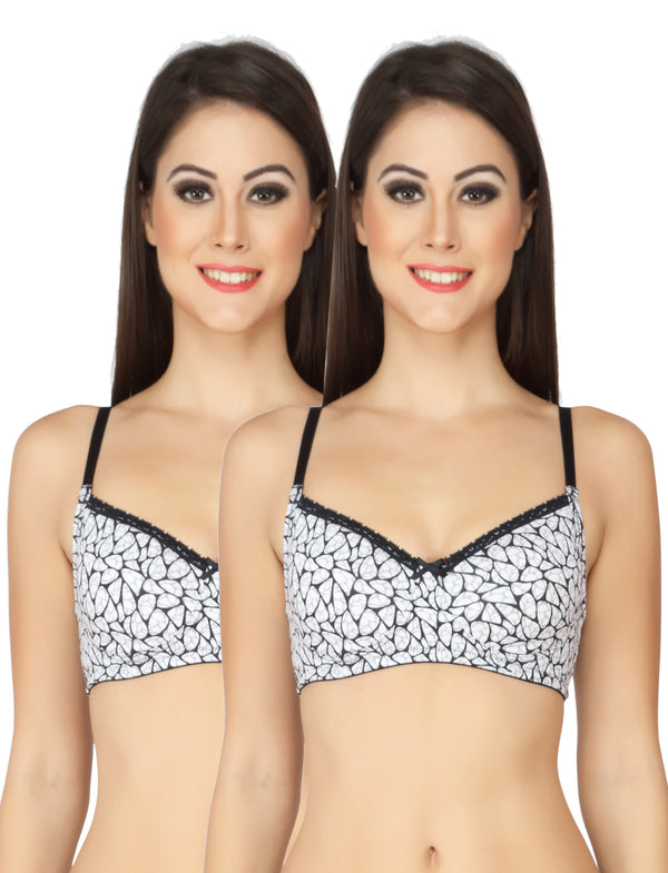 Full Coverage Padded Non Wired Lace Detail Cami Bra-CB-132 COMBO