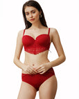 Semi/ Medium Coverage Wired Demi Cup Lace Bra with Brief- SET FB- 546-1544