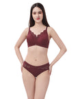 Non Padded Non Wired Lace Bra with Full Coverage High Waist Brief SET 706-1706