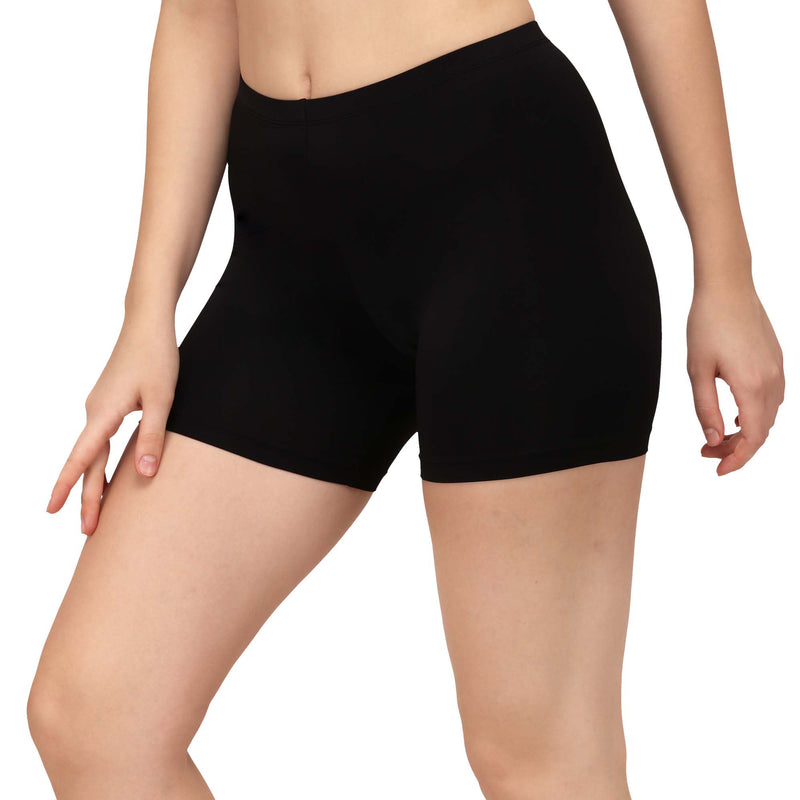 SOIE Women's Solid Cotton Spandex Cycling Shorts - Nude (S)