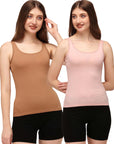 Cotton Spandex Camisole with Lace Detailing (Pack of 2) SC-10