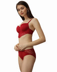 Semi/ Medium Coverage Wired Demi Cup Lace Bra with Brief- SET FB- 546-1544